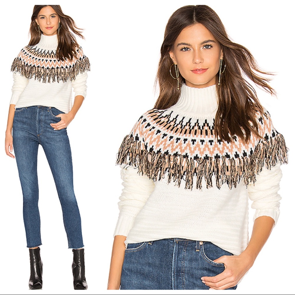 MINKPINK White and Black Patterned Sweater